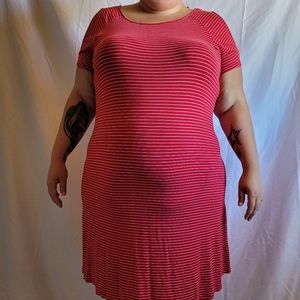 City Streets Red Striped Dresa XL